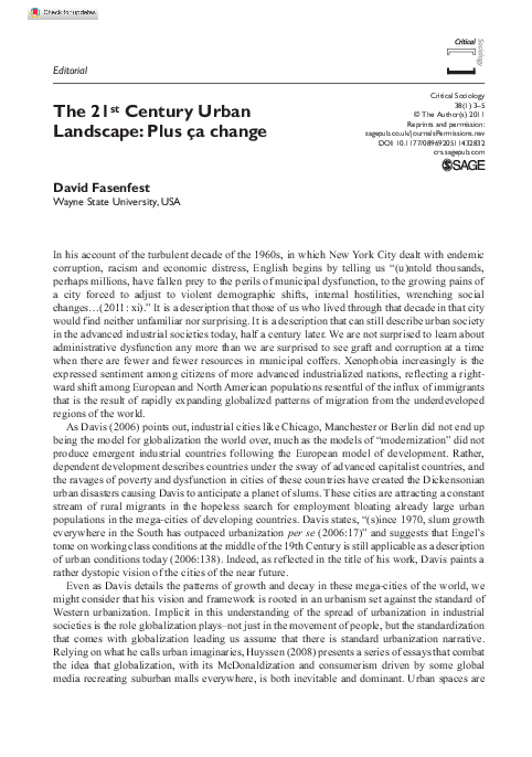 (PDF) The 21st Century Urban Landscape: Plus ca change