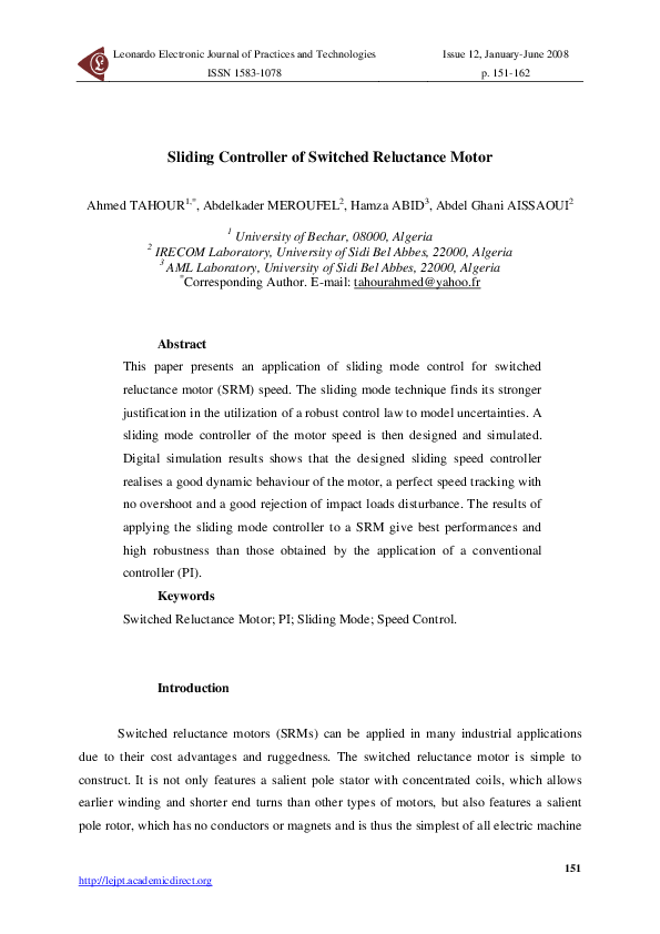 (PDF) Sliding Controller of Switched Reluctance Motor