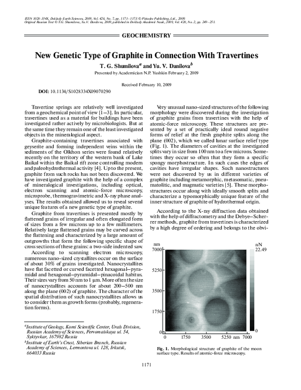 (PDF) New genetic type of graphite in connection with travertines