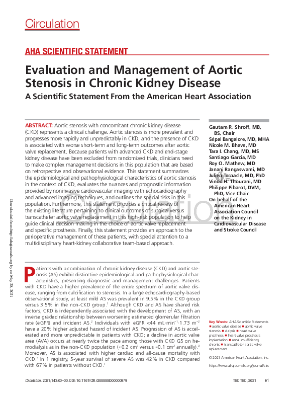 (PDF) Evaluation and Management of Aortic Stenosis in Chronic Kidney ...