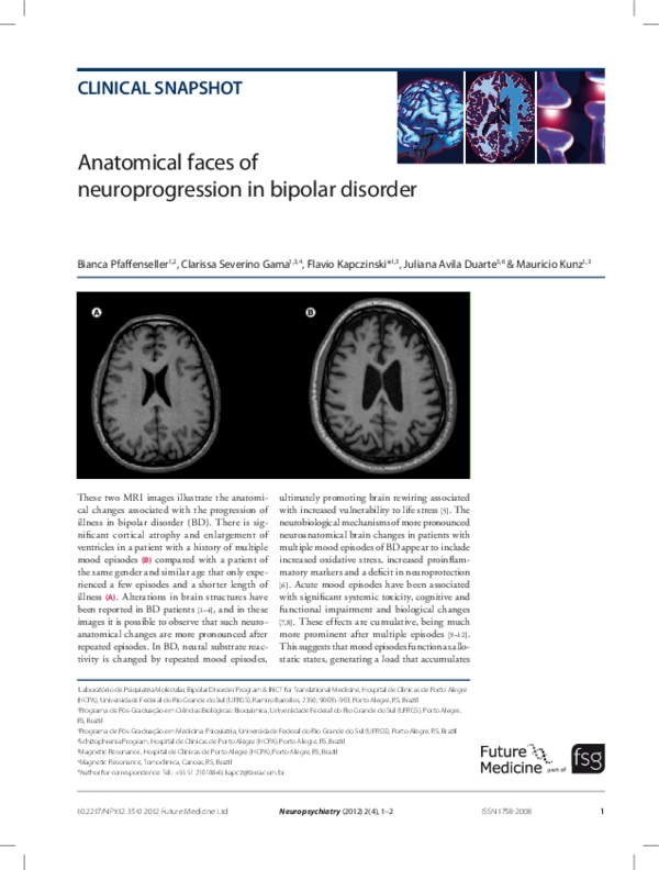 (PDF) Anatomical faces of neuroprogression in bipolar disorder