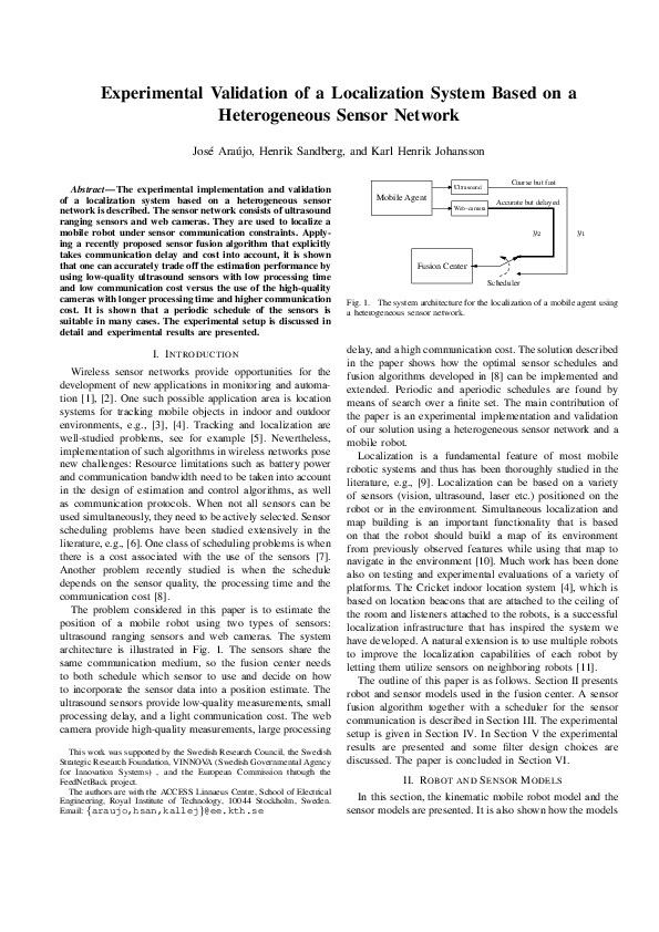 (PDF) Experimental validation of a localization system based on a ...