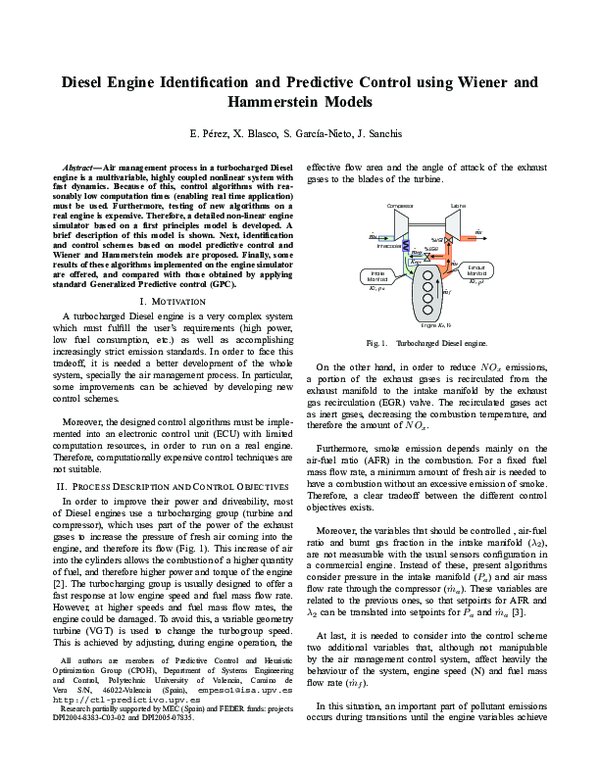 (PDF) Diesel Engine Identification and Predictive Control using Wiener ...