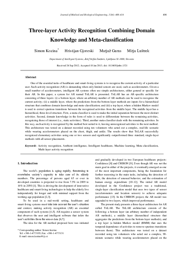 (PDF) Three-layer Activity Recognition Combining Domain Knowledge and ...