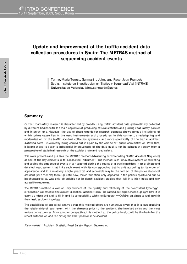 (PDF) Update and improvement of the traffic accident data collection ...
