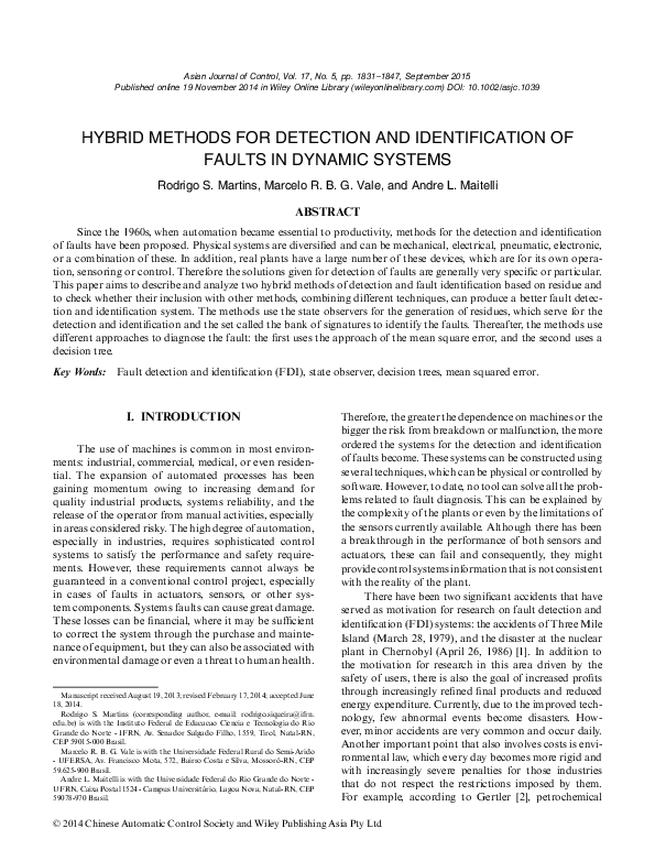 (PDF) Hybrid Methods for Detection and Identification of Faults in ...