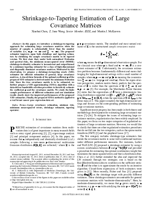 (PDF) Shrinkage-to-Tapering Estimation of Large Covariance Matrices ...