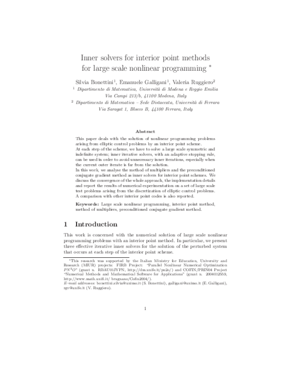 (PDF) Inner solvers for interior point methods for large scale ...
