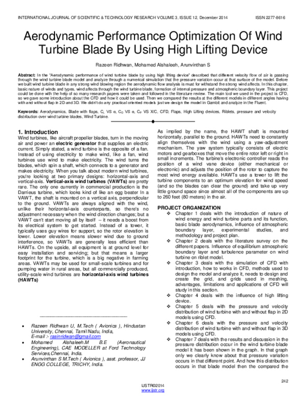 (PDF) Aerodynamic Performance Optimization Of Wind Turbine Blade By ...