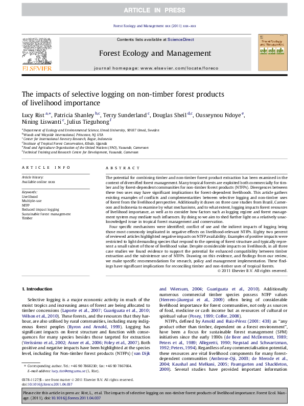(PDF) The impacts of selective logging on non-timber forest products of ...