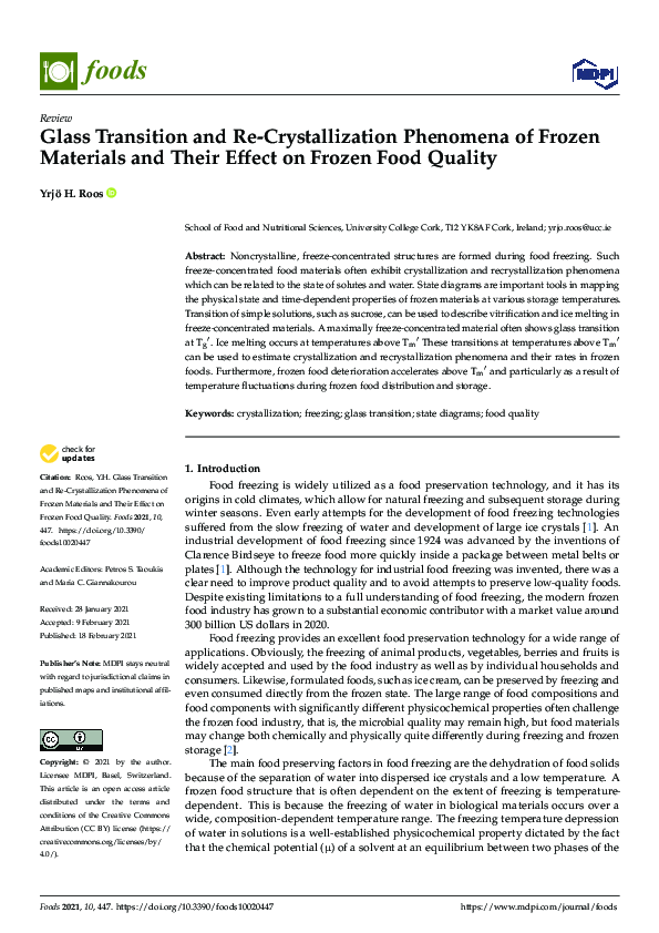 (PDF) Glass Transition and Re-Crystallization Phenomena of Frozen ...