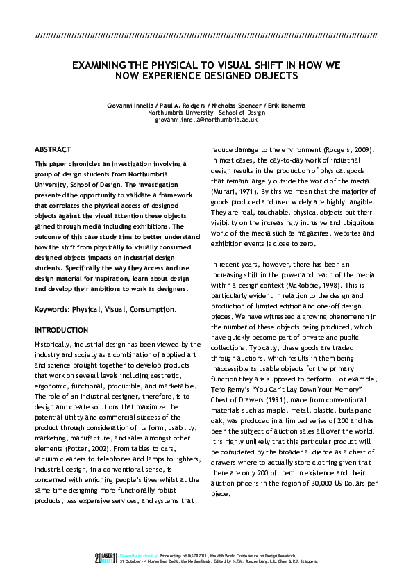 (PDF) Examining the Physical to Visual Shift in How We Now Experience ...