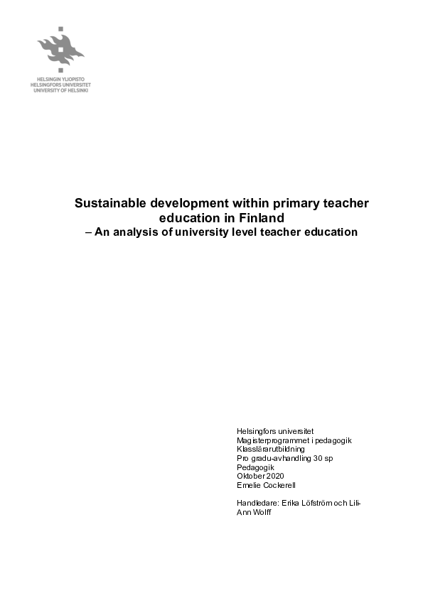 (PDF) Sustainable development within primary teacher education in ...
