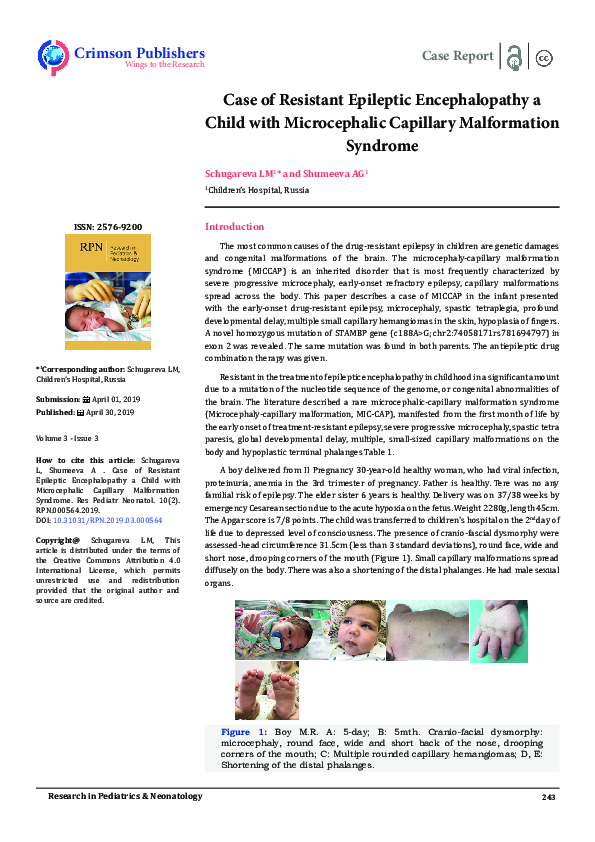 (PDF) Case of Resistant Epileptic Encephalopathy a Child with ...