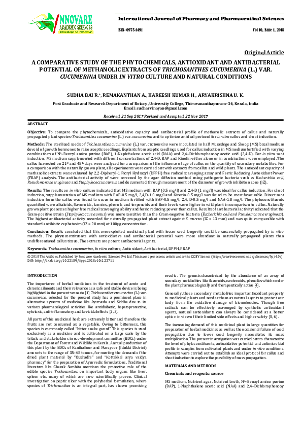 (PDF) A COMPARATIVE STUDY OF THE PHYTOCHEMICALS, ANTIOXIDANT AND ...