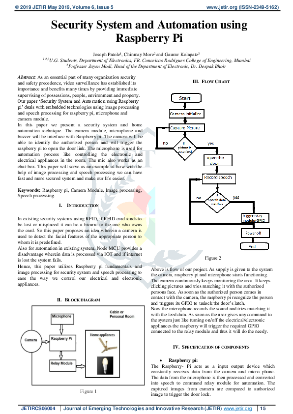 (PDF) Security System and Automation using Raspberry Pi