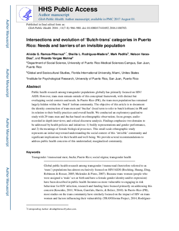 (PDF) Intersections and evolution of ‘Butch-trans’ categories in Puerto ...