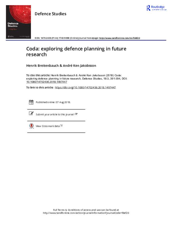 (PDF) Coda: exploring defence planning in future research