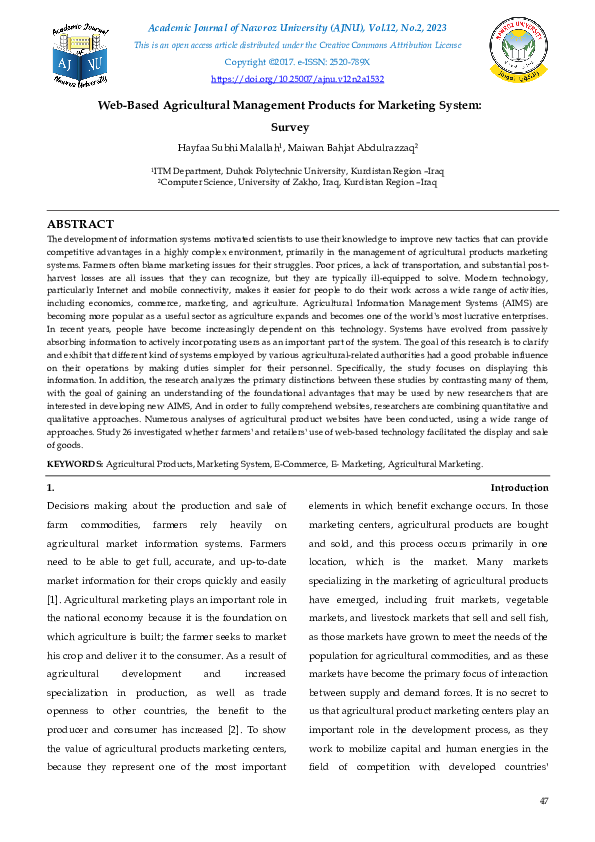 (PDF) Web-Based Agricultural Management Products for Marketing System ...