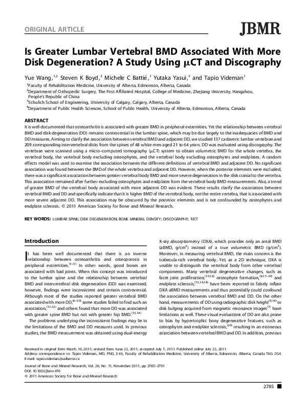 (PDF) Is greater lumbar vertebral BMD associated with more disk ...