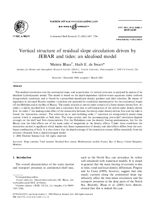 (PDF) Vertical structure of residual slope circulation driven by JEBAR ...