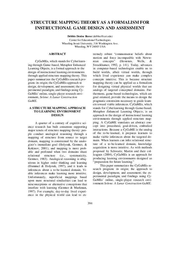 (PDF) A Structure Mapping Approach to Learning Environment Design