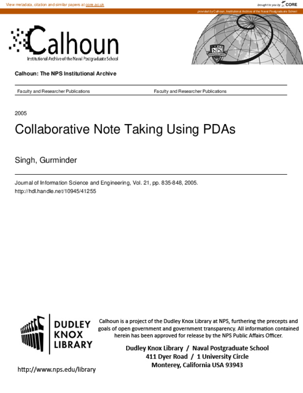 (PDF) Collaborative Note Taking using PDAs