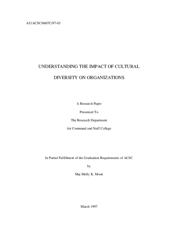 (PDF) Understanding the Impact of Cultural Diversity on Organizations
