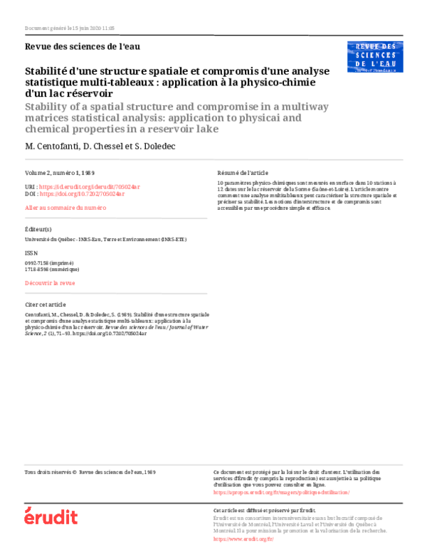 (PDF) Stabilité d'une structure spatiale et compromis d'une analyse ...
