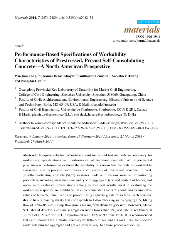 (PDF) Article Performance-Based Specifications of Workability ...