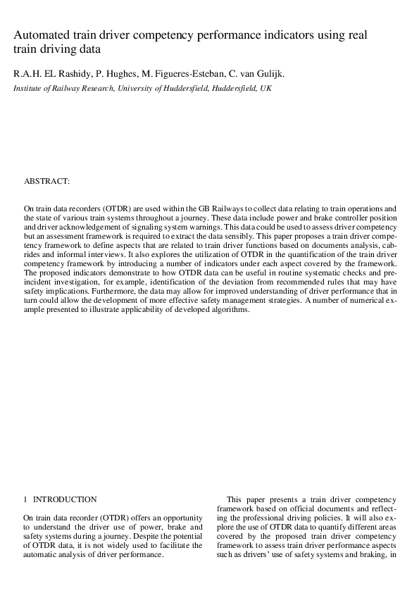 (PDF) Automated train driver competency performance indicators using ...