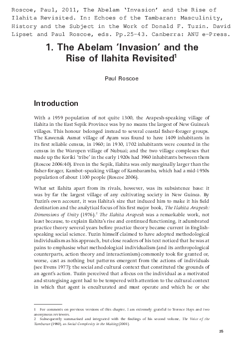 (PDF) The Abelam ‘Invasion’ and the Rise of Ilahita Revisited