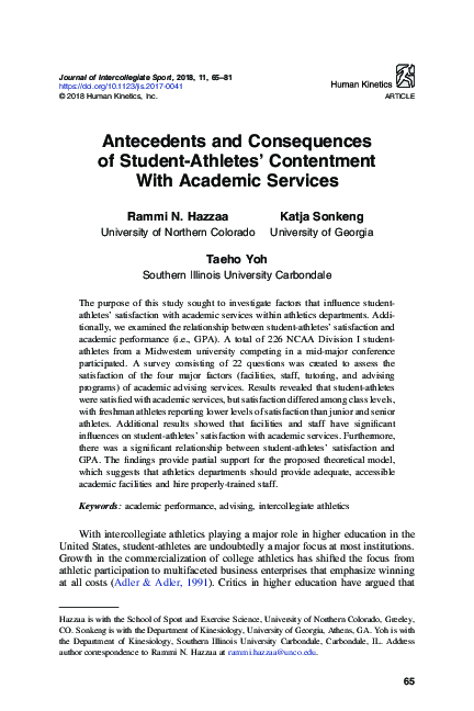 (PDF) Antecedents and Consequences of Student-Athletes’ Contentment ...