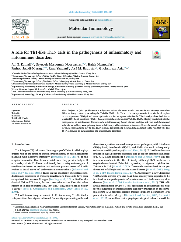 (PDF) A role for Th1-like Th17 cells in the pathogenesis of ...