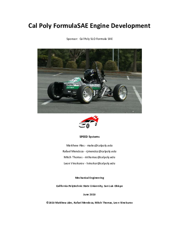 (PDF) Cal Poly FormulaSAE Engine Development
