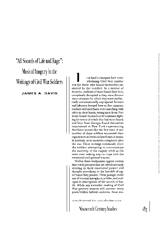 (PDF) “All Sounds of Life and Rage” Musical Imagery in the Writings of