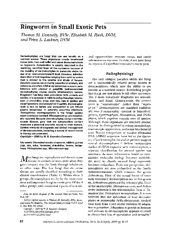(PDF) Ringworm in small exotic pets