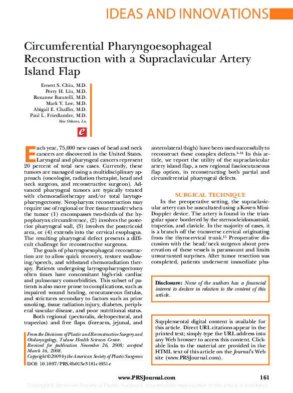 (PDF) Circumferential Pharyngoesophageal Reconstruction with a ...