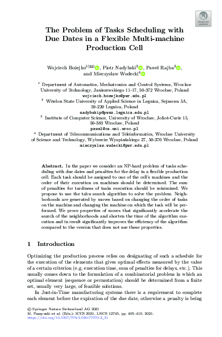 (PDF) The Problem of Tasks Scheduling with Due Dates in a Flexible ...