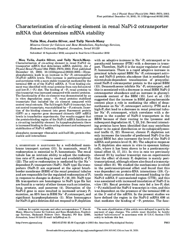 (PDF) Characterization of cis-acting element in renal NaPi-2 ...