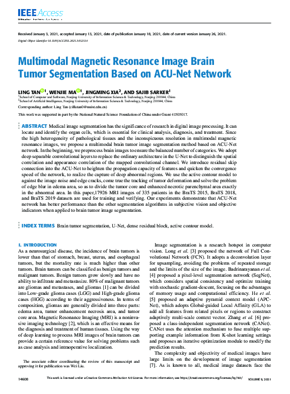 (PDF) Multimodal Magnetic Resonance Image Brain Tumor Segmentation ...