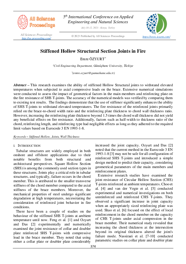 (PDF) Stiffened Hollow Structural Section Joints in Fire