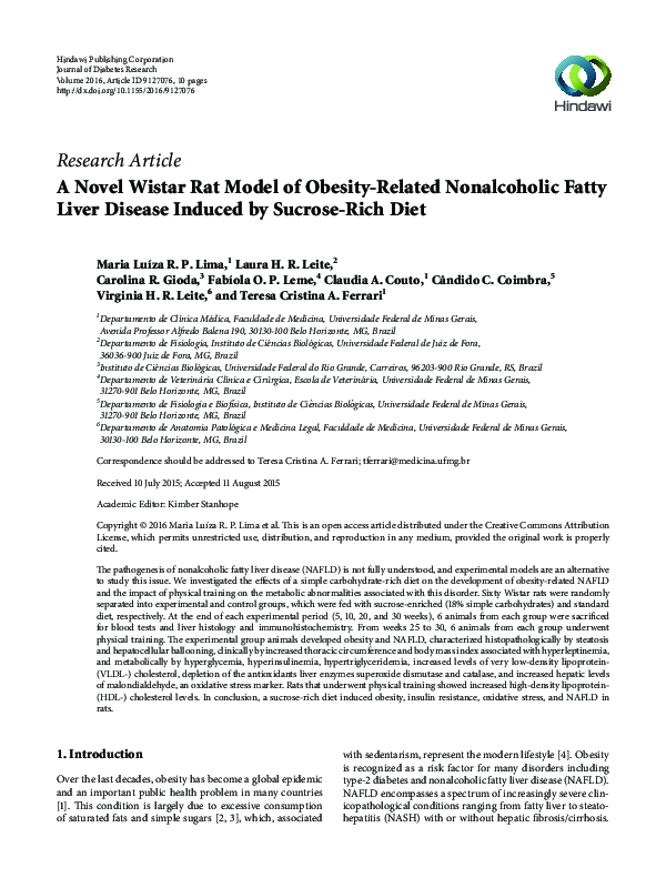 (PDF) A Novel Wistar Rat Model of Obesity-Related Nonalcoholic Fatty ...