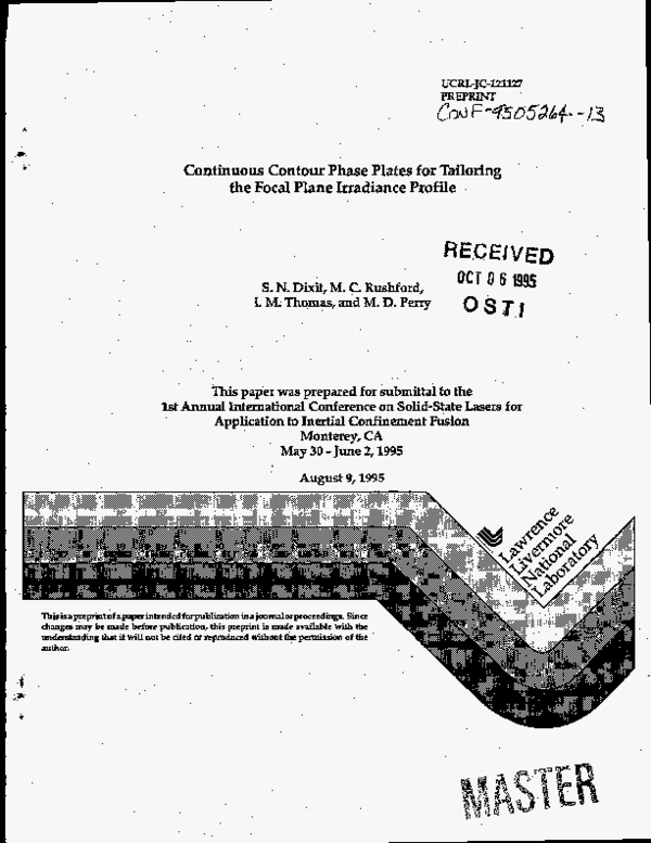 (PDF) Continuous contour phase plates for tailoring the focal plane ...