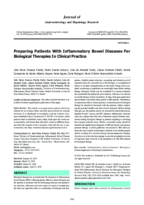 (PDF) Preparing Patients With Inflammatory Bowel Diseases For ...
