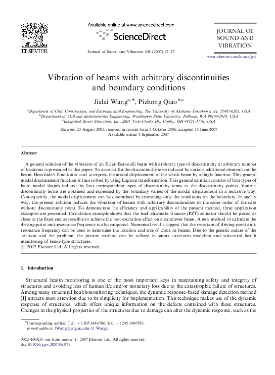 Curated visual reference: Gallery Detail: Pdf Vibration Of Beams With Arbitrary Discontinuities And Boundary Conditions