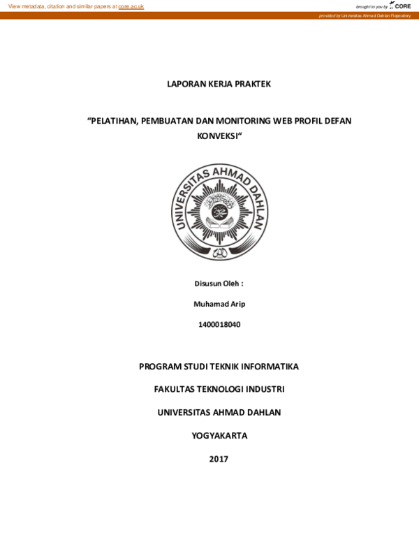(PDF) Pelatihan, Pembuatan Dan Monitoring Web Profil Defan Konveksi