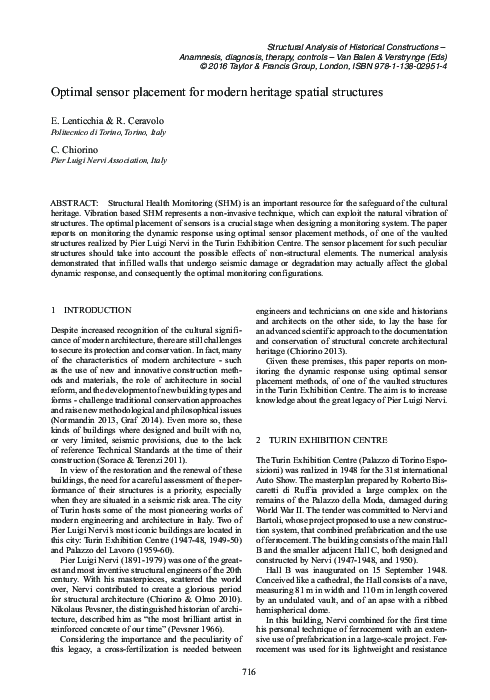 (PDF) Optimal sensor placement for modern heritage spatial structures