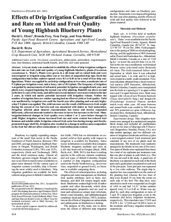 (PDF) Effects of Drip Irrigation Configuration and Rate on Yield and ...