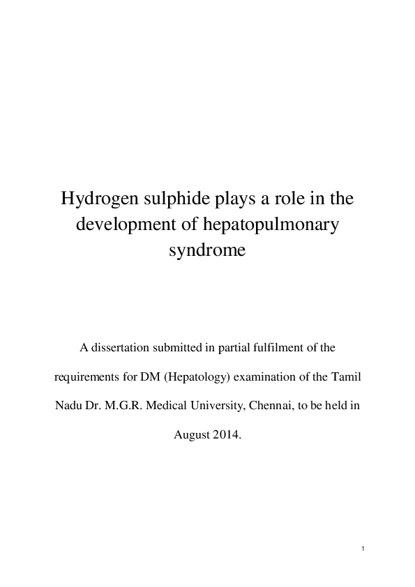 (PDF) Hydrogen sulfide plays a role in the development of ...